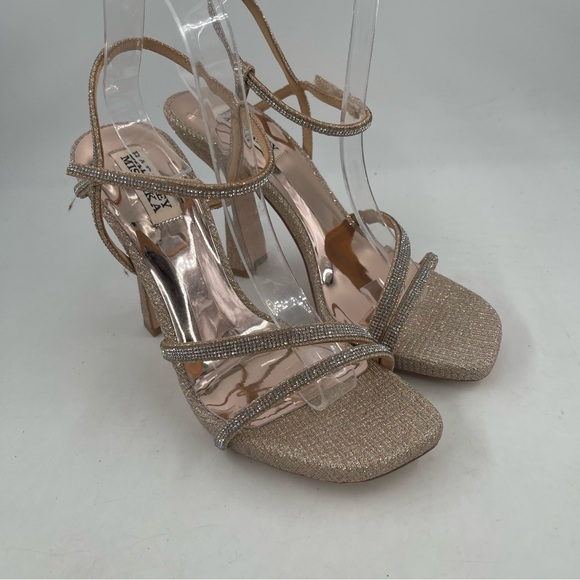 NIB! Badgley Mischka Women’s Urbana Pale Gold Glitter Stiletto Heel Sandals-8.5 - Picture 13 of 14